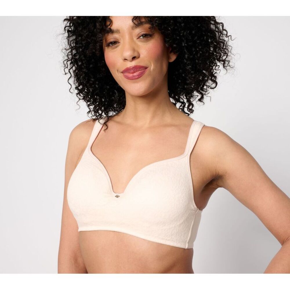 Breezies Women's Bra Sz 36DD Lace Elegance Smooth Wirefree T-Shirt White